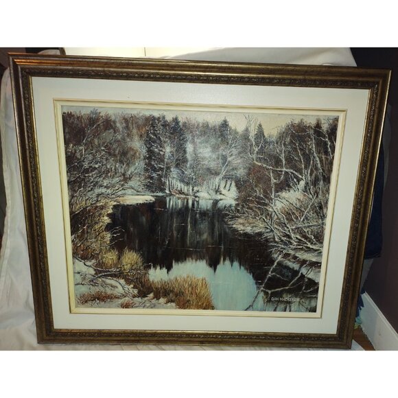 Dan Mackenzie Winter River Oil Painting Snowy Landscape Canadian Art - Picture 2 of 6